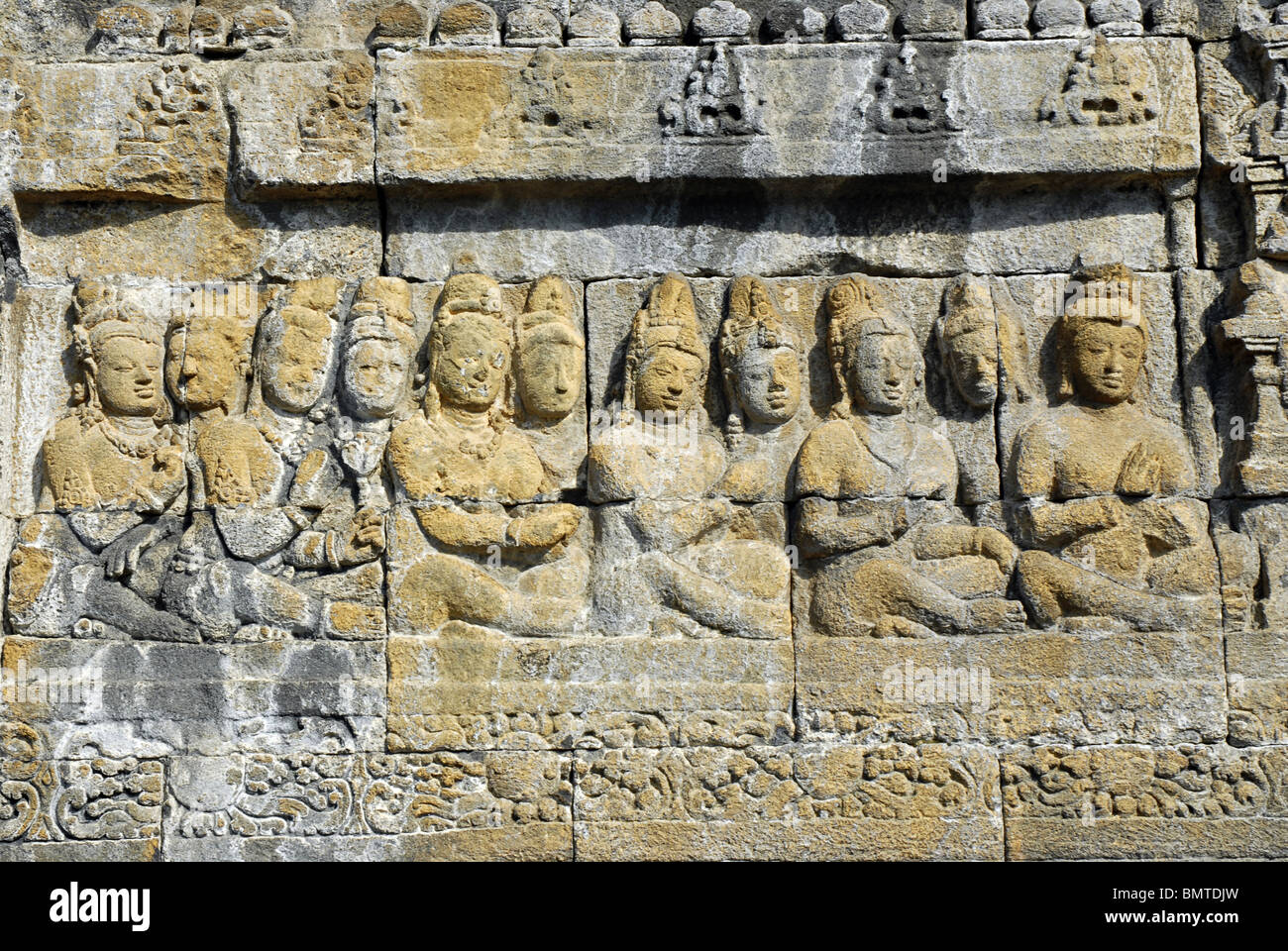 Indonesia-Java-Borobudur, terza terrazza. Foto Stock