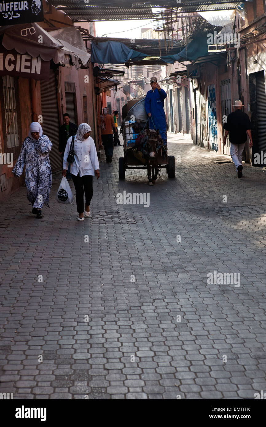 Tipica strada in Marrakech. Il Marocco. L'Africa. Foto Stock