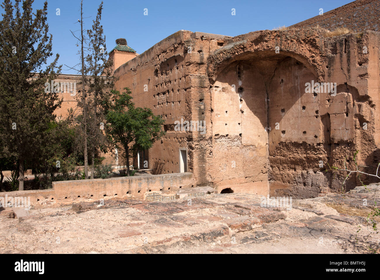 Rovine e fondazioni del Palazzo El Badi. Marrakech. Il Marocco. L'Africa. Foto Stock