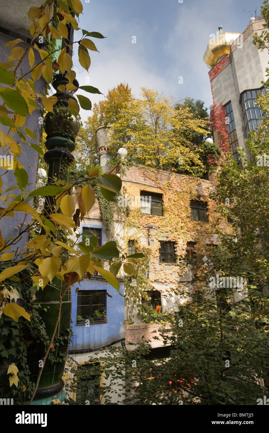 Alloggiamento di Hundertwasser complessa, Vienna, Austria Foto Stock