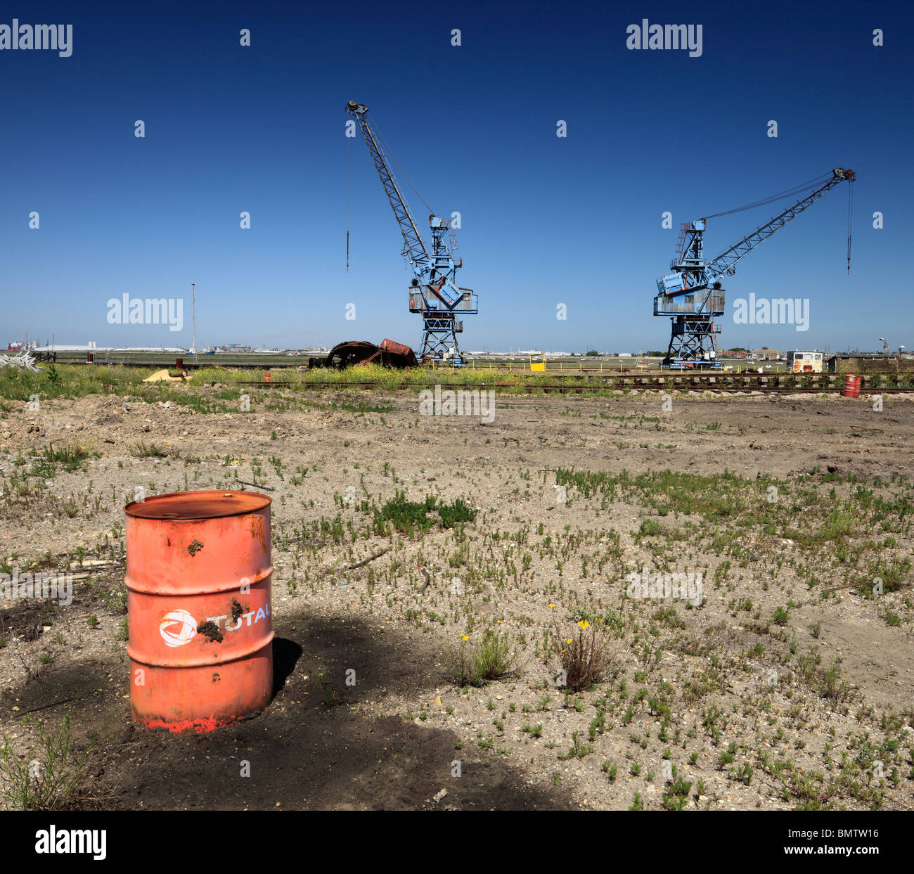 Smantellata sito industriale a carbone lavare Wharf, Sheppey. Foto Stock