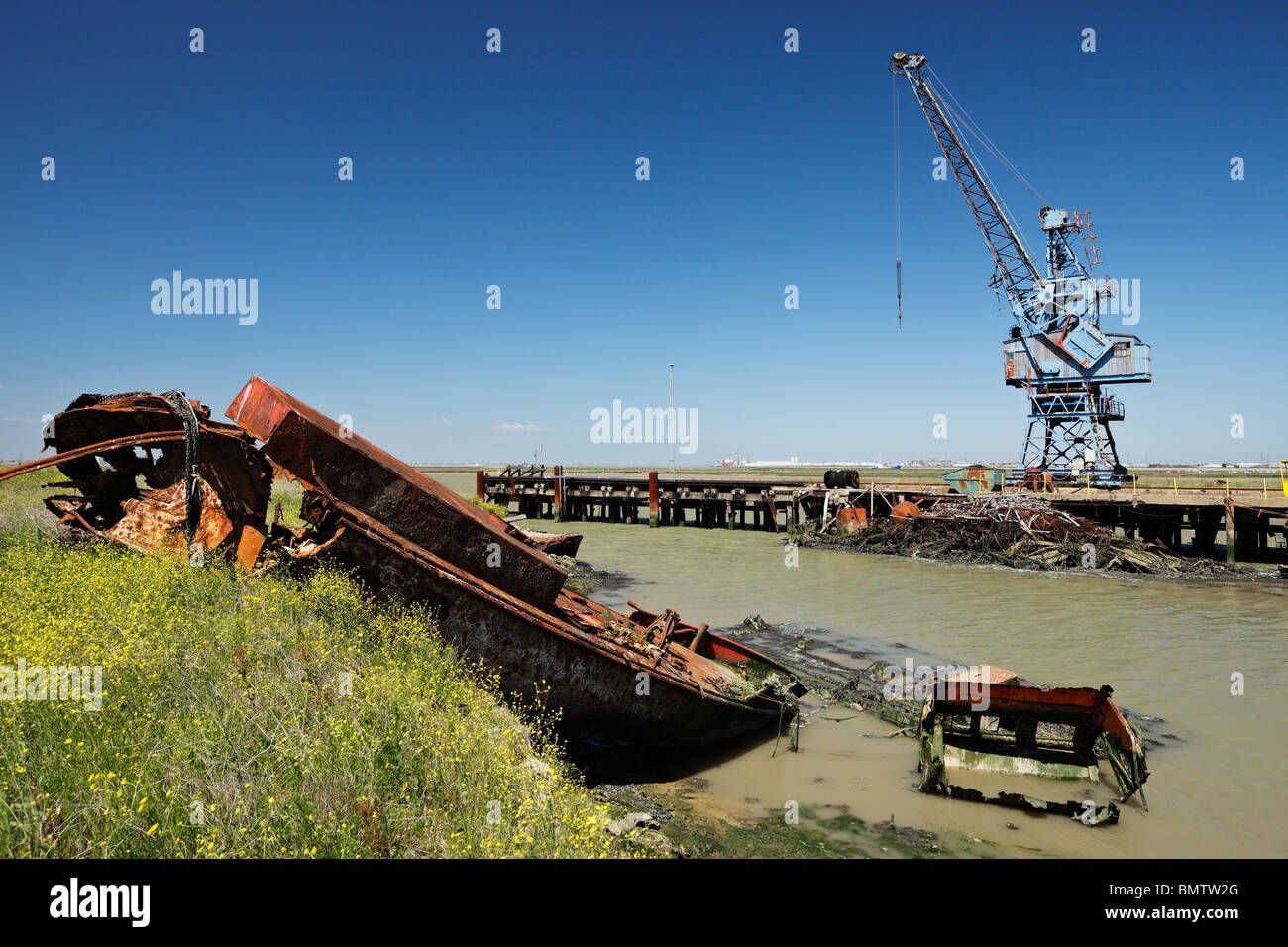 Smantellata sito industriale a carbone lavare Wharf, Sheppey. Foto Stock
