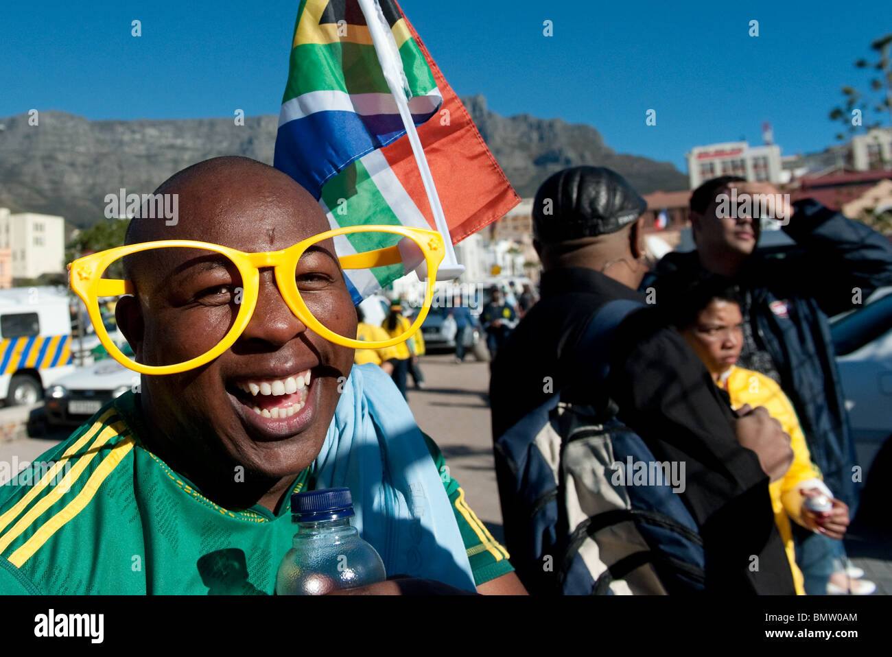 South African ventola alla Coppa del Mondo FIFA 2010 Città del Capo Sud Africa Foto Stock