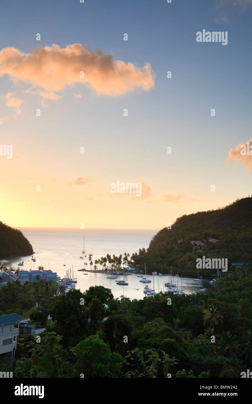 Caraibi, St Lucia Marigot Bay e del porto Foto Stock