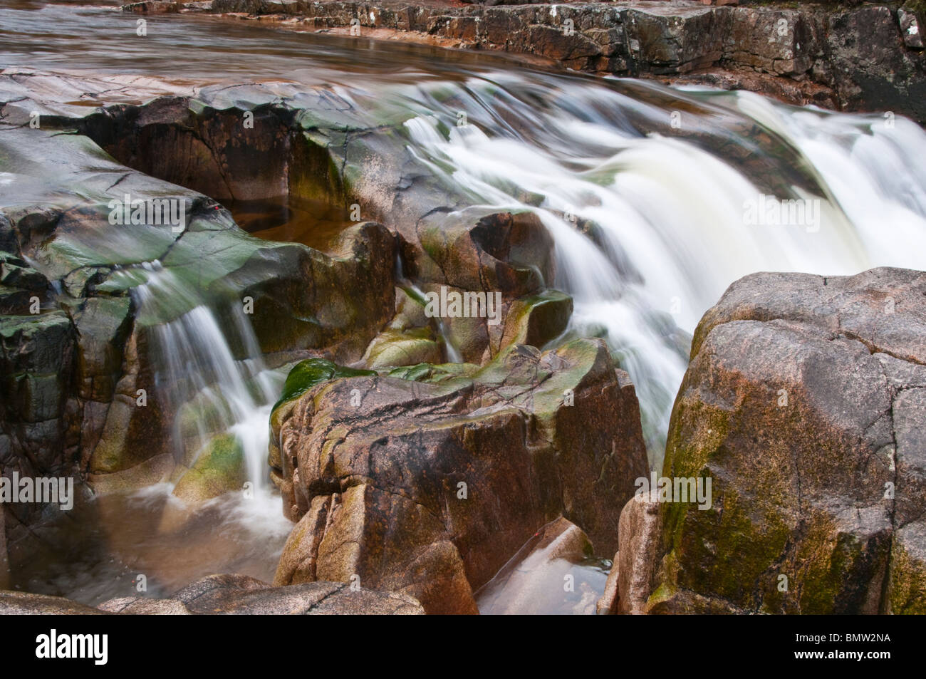 Glen Etive Scozia cascata dettaglio Foto Stock