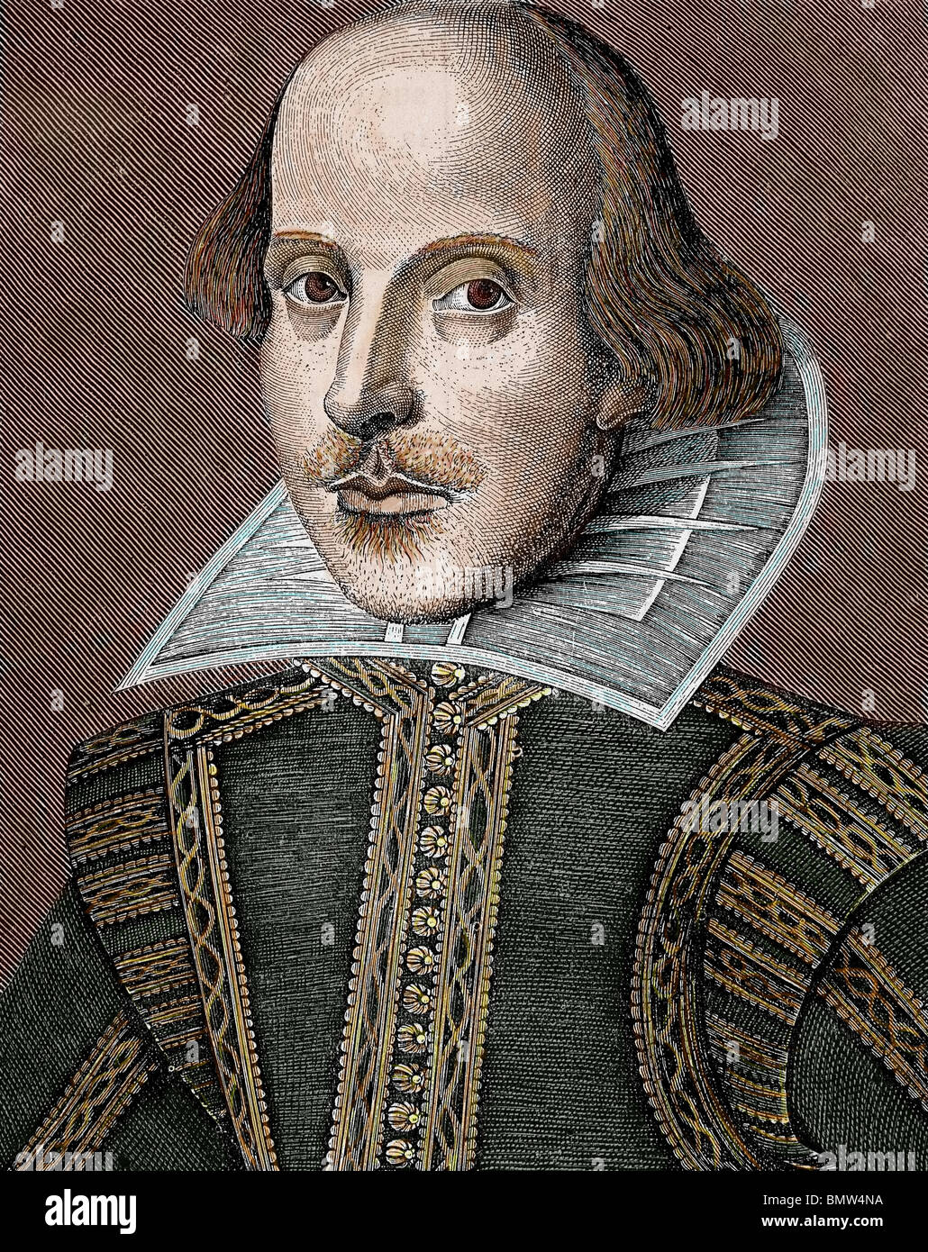 SHAKESPEARE, William (Stratford-su-Avon ,1564-1616). Scrittore inglese. Il diciannovesimo secolo incisione colorata. Foto Stock
