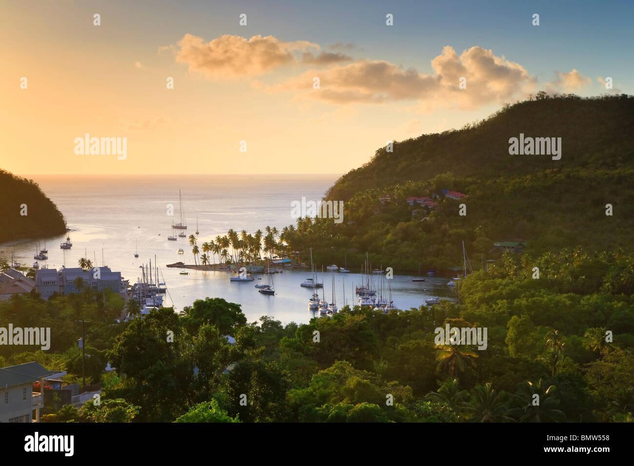 Caraibi, St Lucia Marigot Bay e del porto Foto Stock