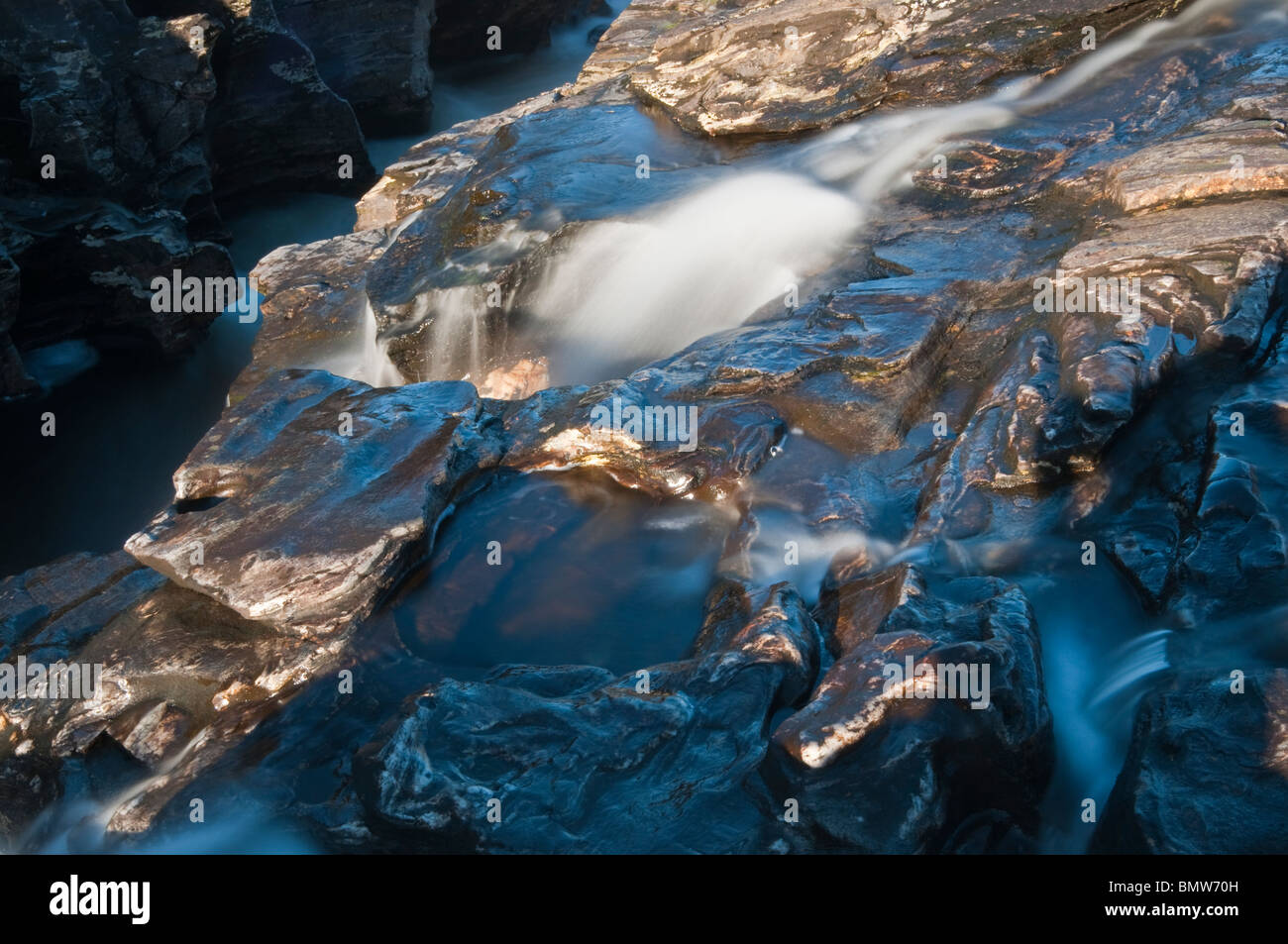 Glen Orchy Scozia cascata astratta dettaglio Foto Stock