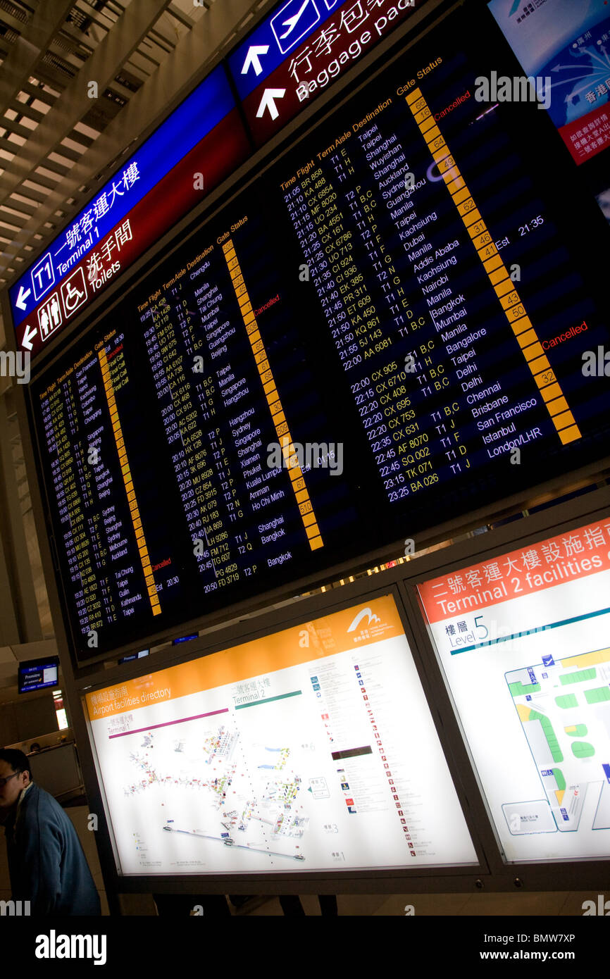 Partenze scheda Scheda di partenza segno Chek Lap Kok Foto Stock