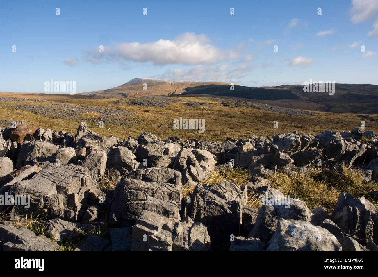 Calcare paesaggio carsico, Mynydd Du, Montagna Nera, Parco Nazionale di Brecon Beacons, Wales, Regno Unito, Europa Foto Stock
