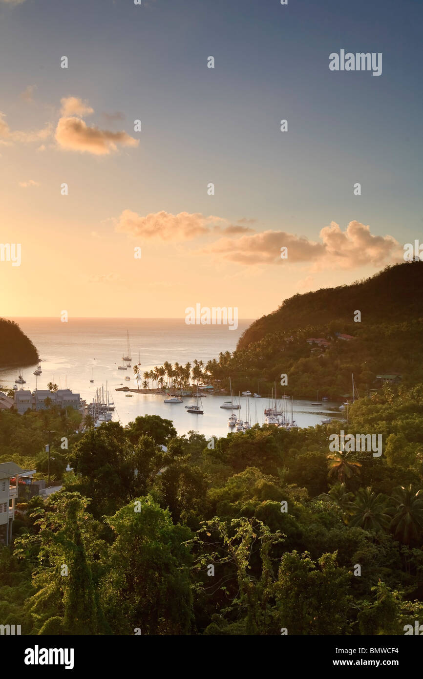 Caraibi, St Lucia Marigot Bay e del porto Foto Stock