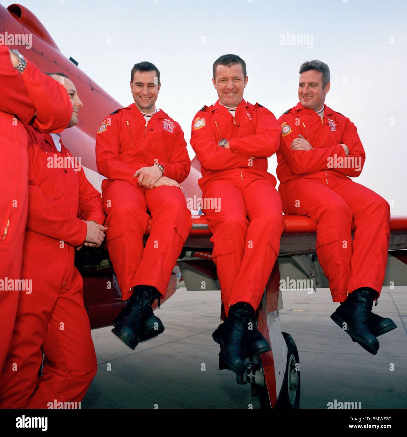Scherzoso momento dai piloti" della "Freccia Rossa", la Gran Bretagna è Royal Air Force aerobatic team. Foto Stock