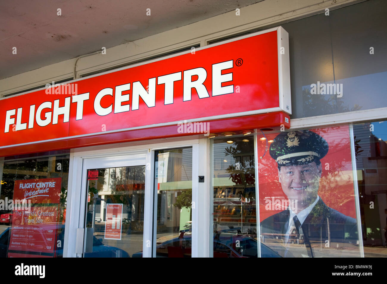 Australian flight center shop con signage,sydney Foto Stock