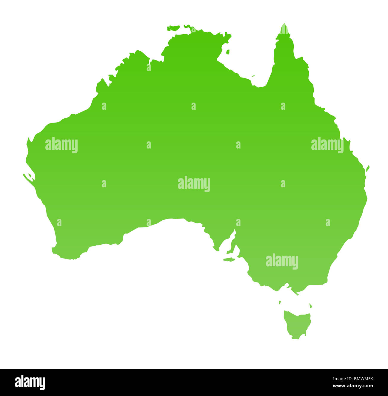 Green Australia mappa isolato su uno sfondo bianco. Foto Stock