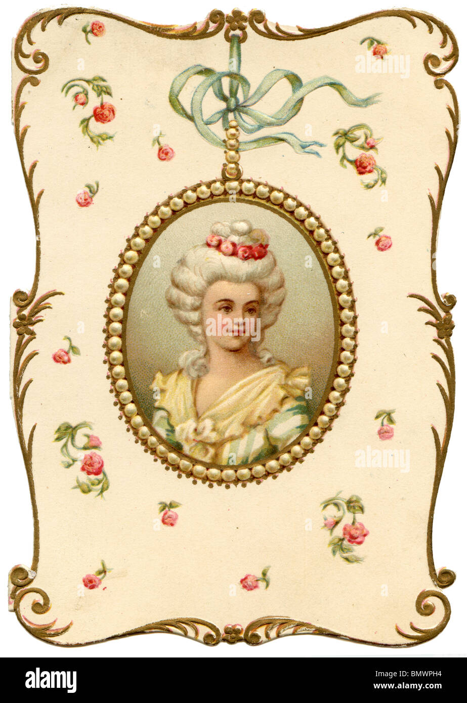 Ritratto di una donna in cornice decorativa Foto Stock