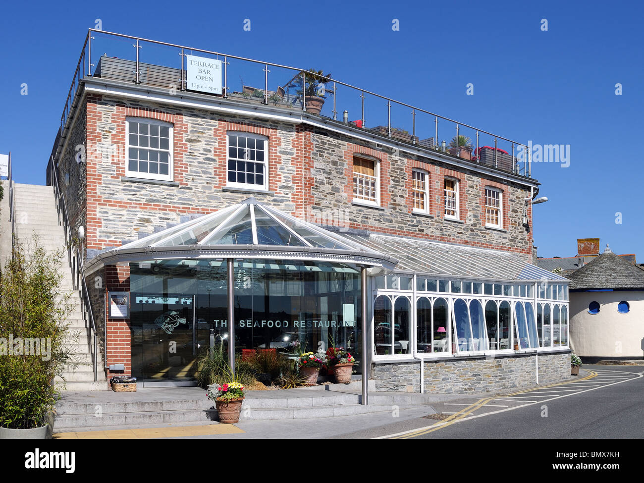 Rick Steins ristorante di frutti di mare a Padstow, Cornwall, Regno Unito Foto Stock