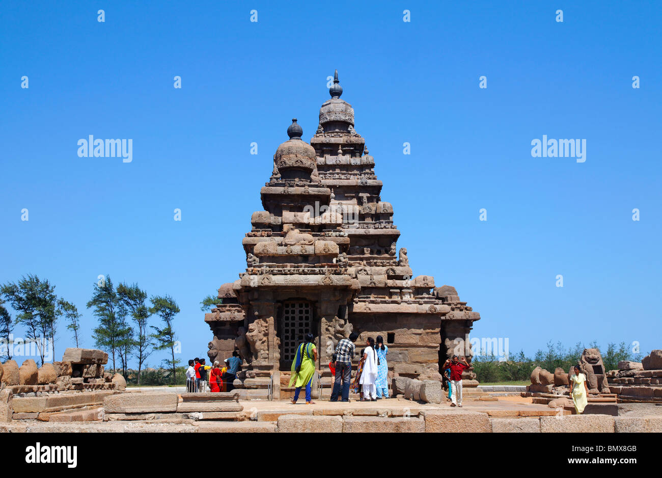 Il Tempio Shore, Mamallapuram, Tamil Nadu, India Foto Stock