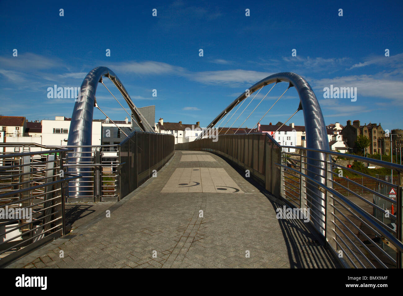 L'Acciaio Inossidabile Celtic ponte Gateway,Holyhead,Anglesey,il Galles del Nord,Gran Bretagna,UK. Foto Stock