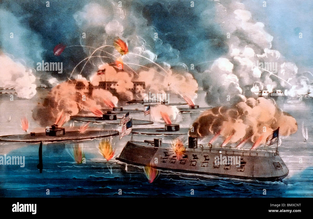 La grande lotta a Charleston S.C. Aprile 7, 1863 negli Stati Uniti durante la guerra civile Foto Stock