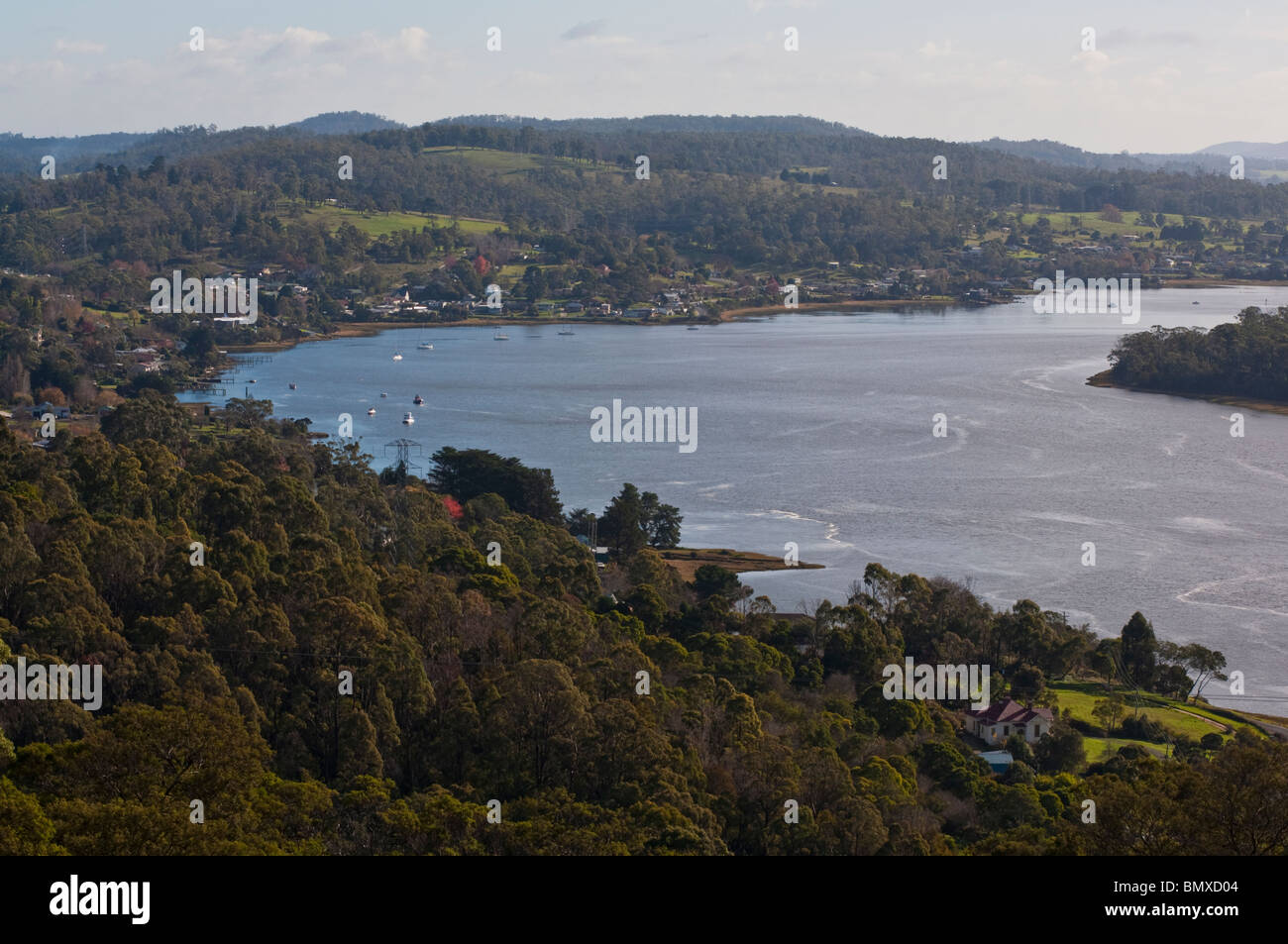 La Tamar River vicino al Launceston nel nord della Tasmania Foto Stock