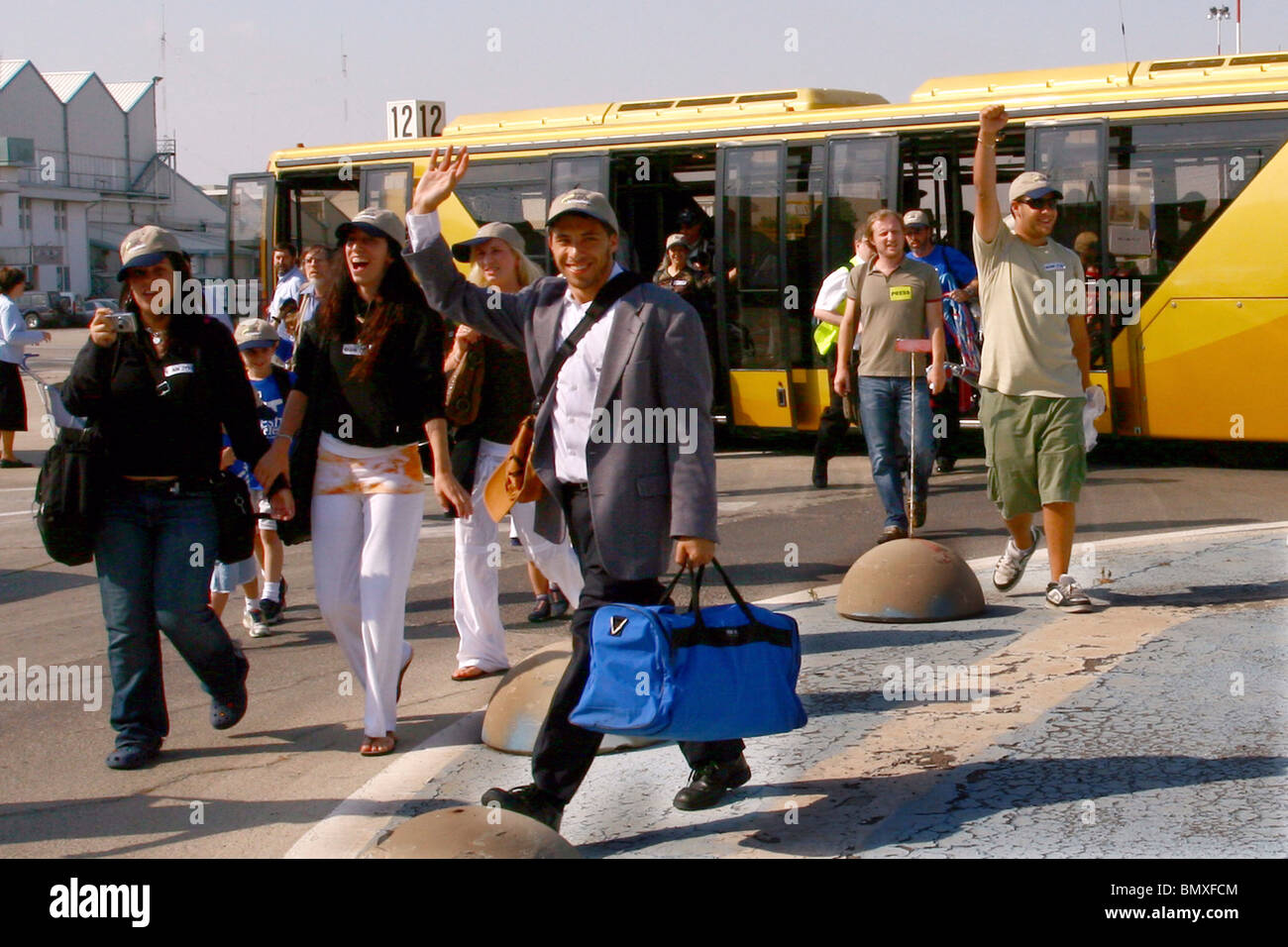 Israele, Ben-Gurion Airport, nuovi immigrati provenienti dagli USA arrivano in Israele Foto Stock