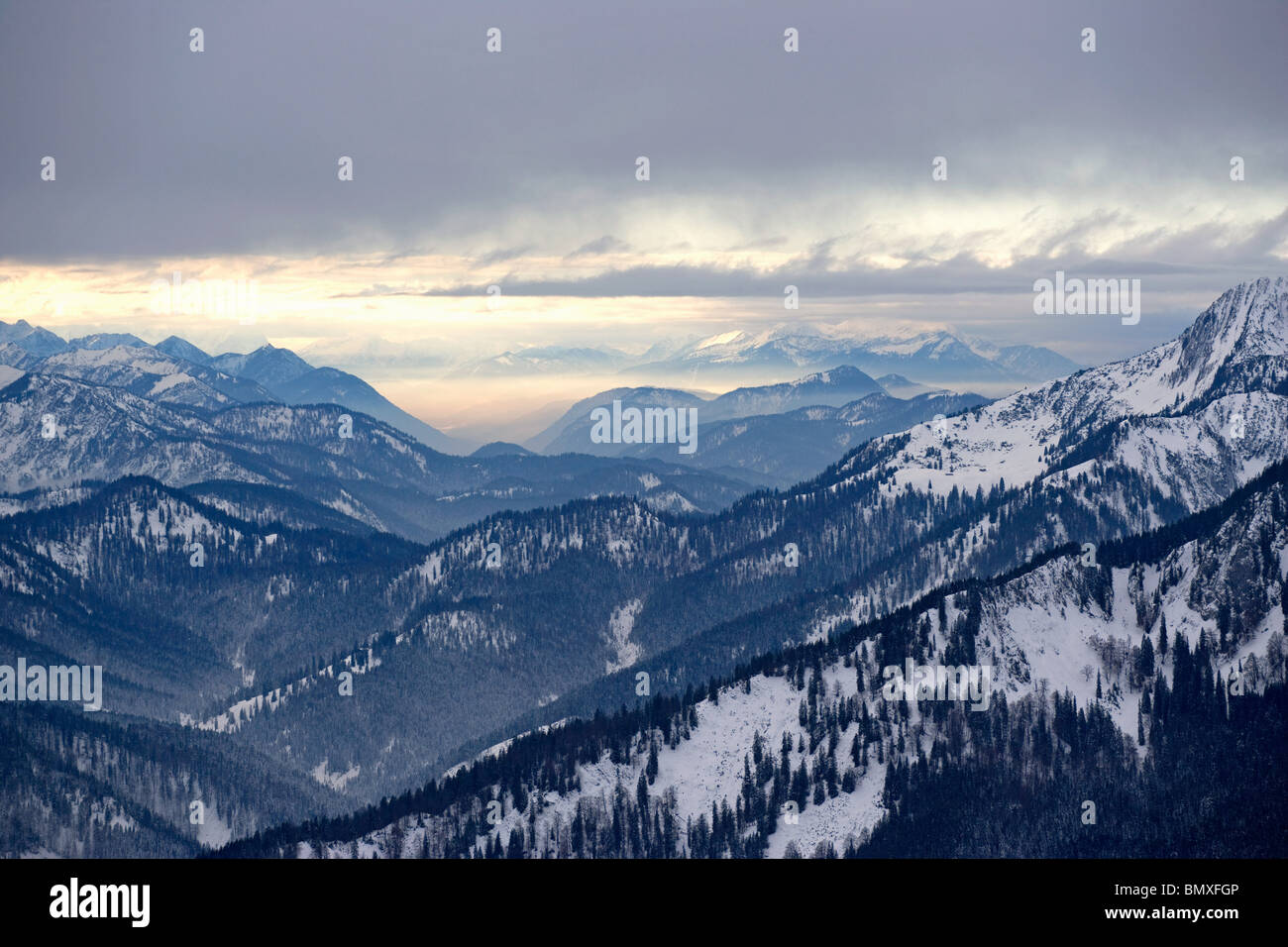 Austriaca e tedesca alpi sul confine del Tirolo e della Baviera Foto Stock