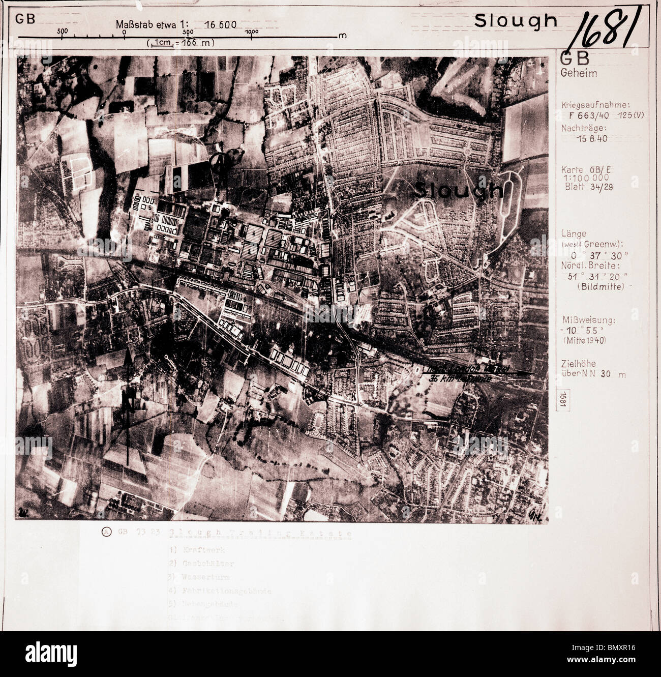 Slough - Berkshire 15 agosto 1940 Industrial Estate & Aero Fabbrica del motore Foto Stock