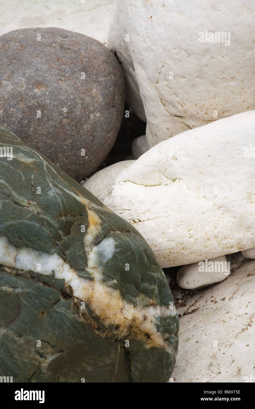 Chalk formazioni rocciose e bolders a Baia Selwicks Flamborough Head in East Yorkshire. Foto Stock