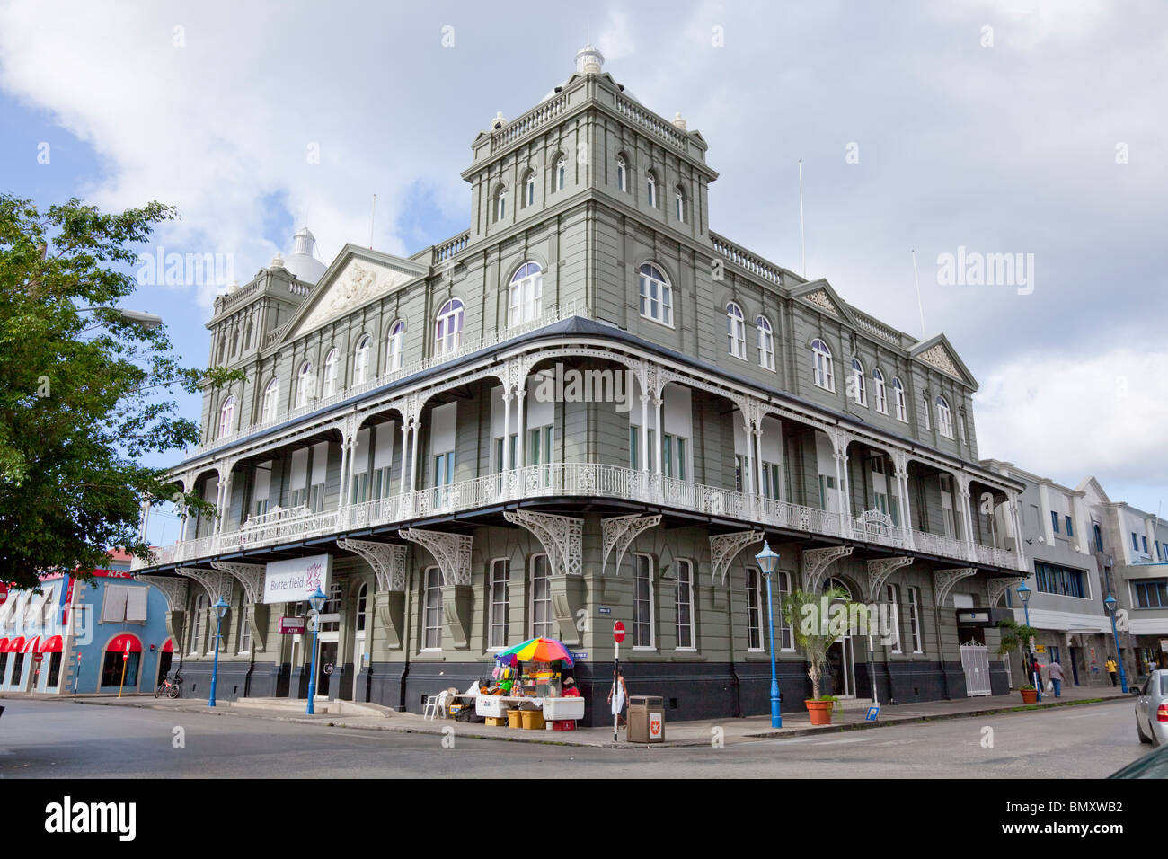 Architettura coloniale a Bridgetown, Barbados, West Indies. Foto Stock
