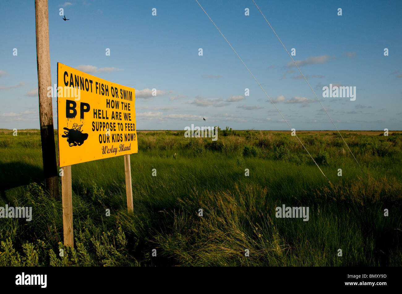 Segno di protesta in Grand Isle, Louisiana durante BP fuoriuscite di olio 2010 Foto Stock