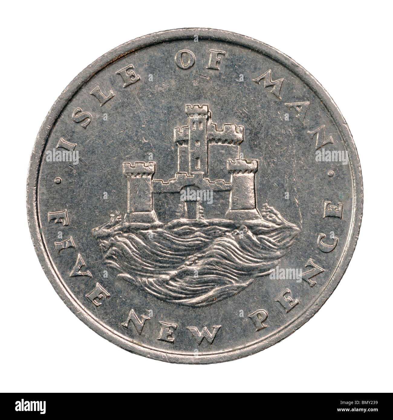 Isola di Man 5 pence Coin Foto Stock