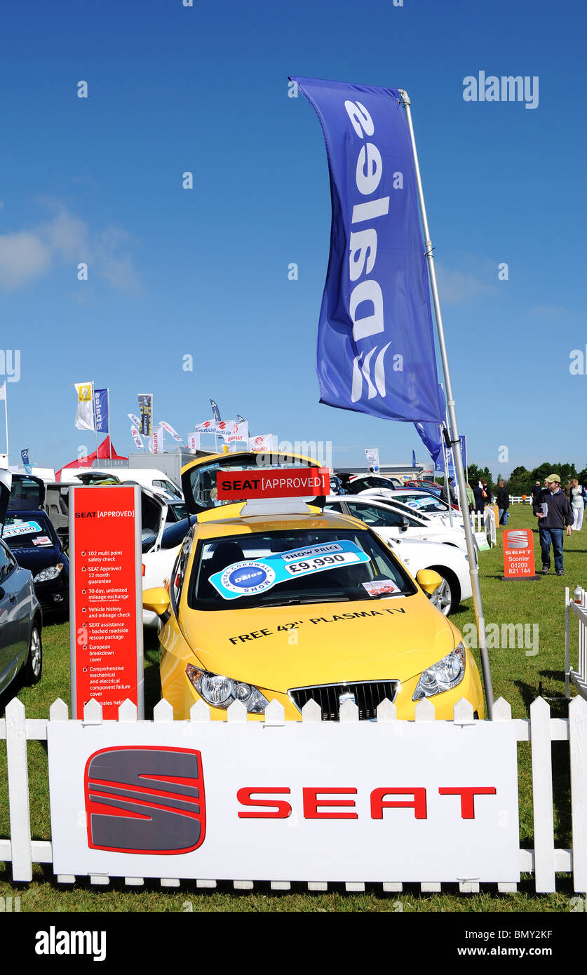 Sede auto stand presso il Royal Cornwall show, St Albans, Cornwall, Regno Unito Foto Stock