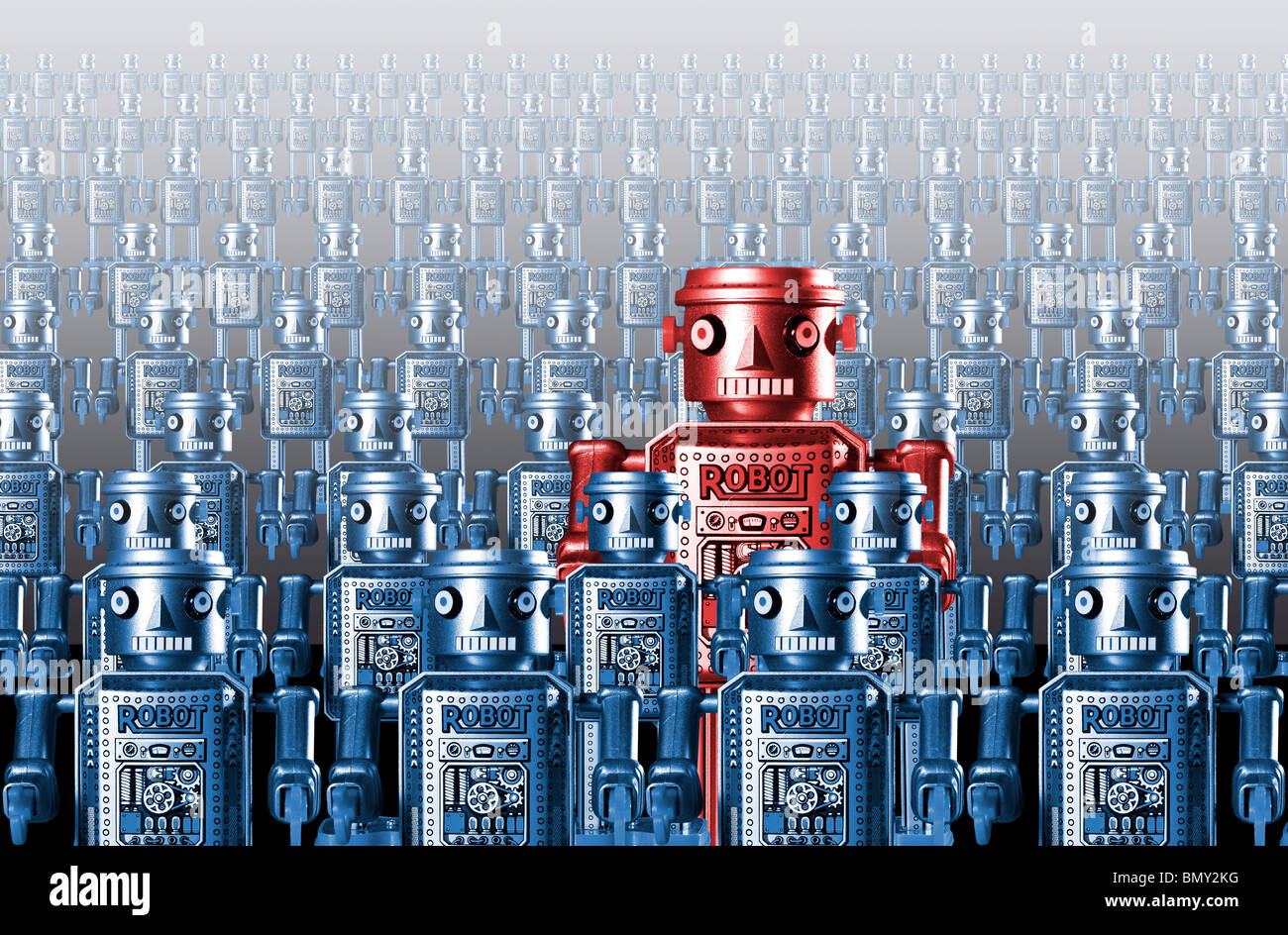 Un robot migliore tra robot inferiore. Foto Stock