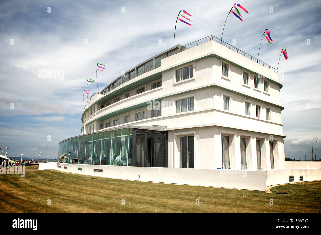 Art Deco Midland Hotel sul lungomare di Morecambe Foto Stock