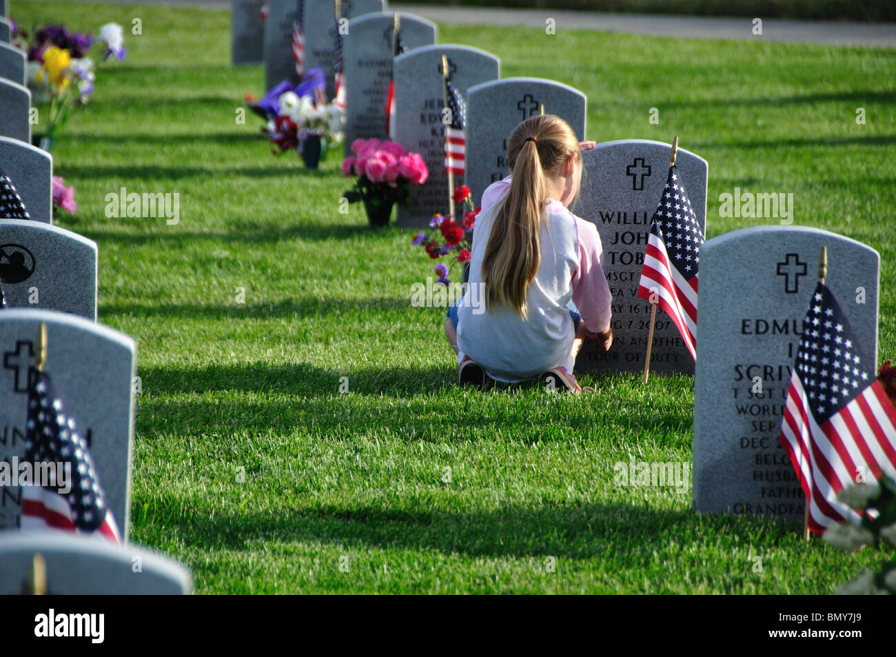 Stati Uniti d'America, Idaho Boise, Dry Creek cimitero, veterano di tombe del Memorial Day Foto Stock