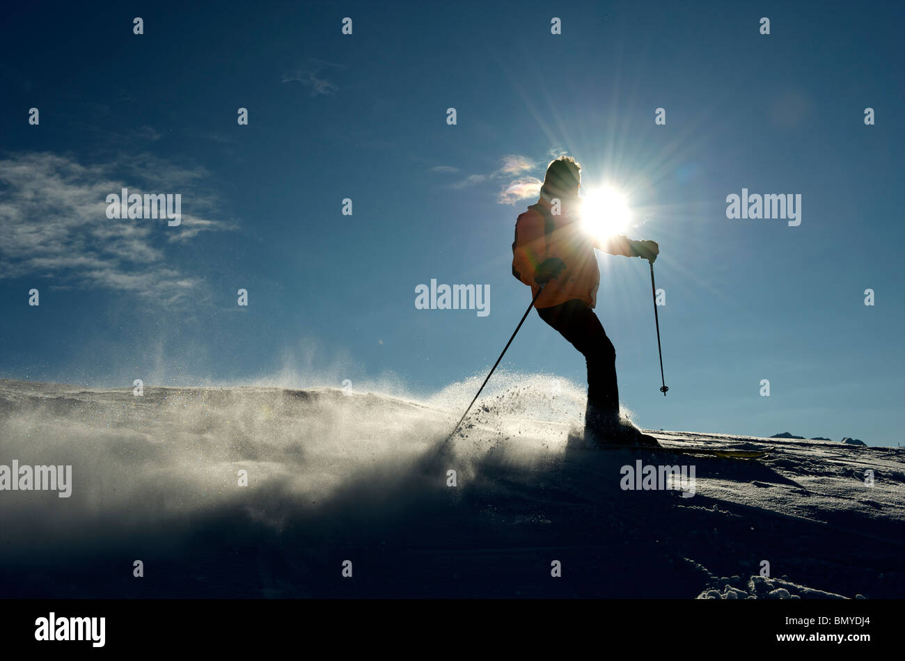 Zillertal, sciatore in azione Foto Stock