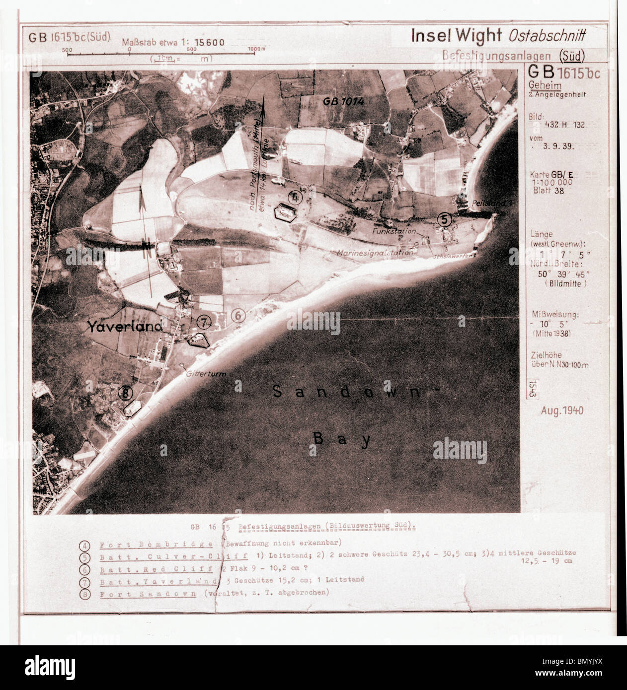 Sandown Bay, Yaverland, Nr. Bembridge - Isle of Wight 3 settembre 1939 le fortificazioni Foto Stock