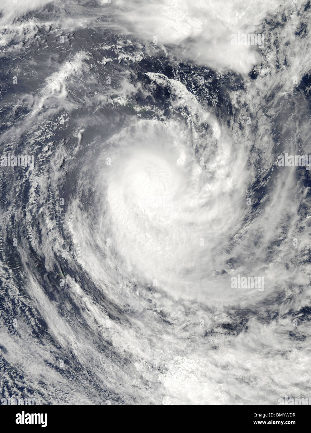 Cyclone Rene oltre Oceano Pacifico del Sud. Foto Stock