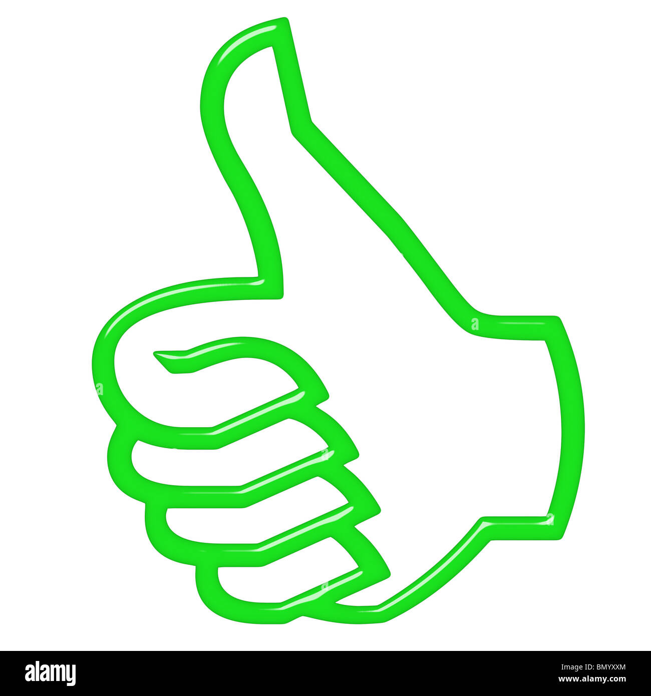 3d Thumbs up isolato in bianco Foto Stock