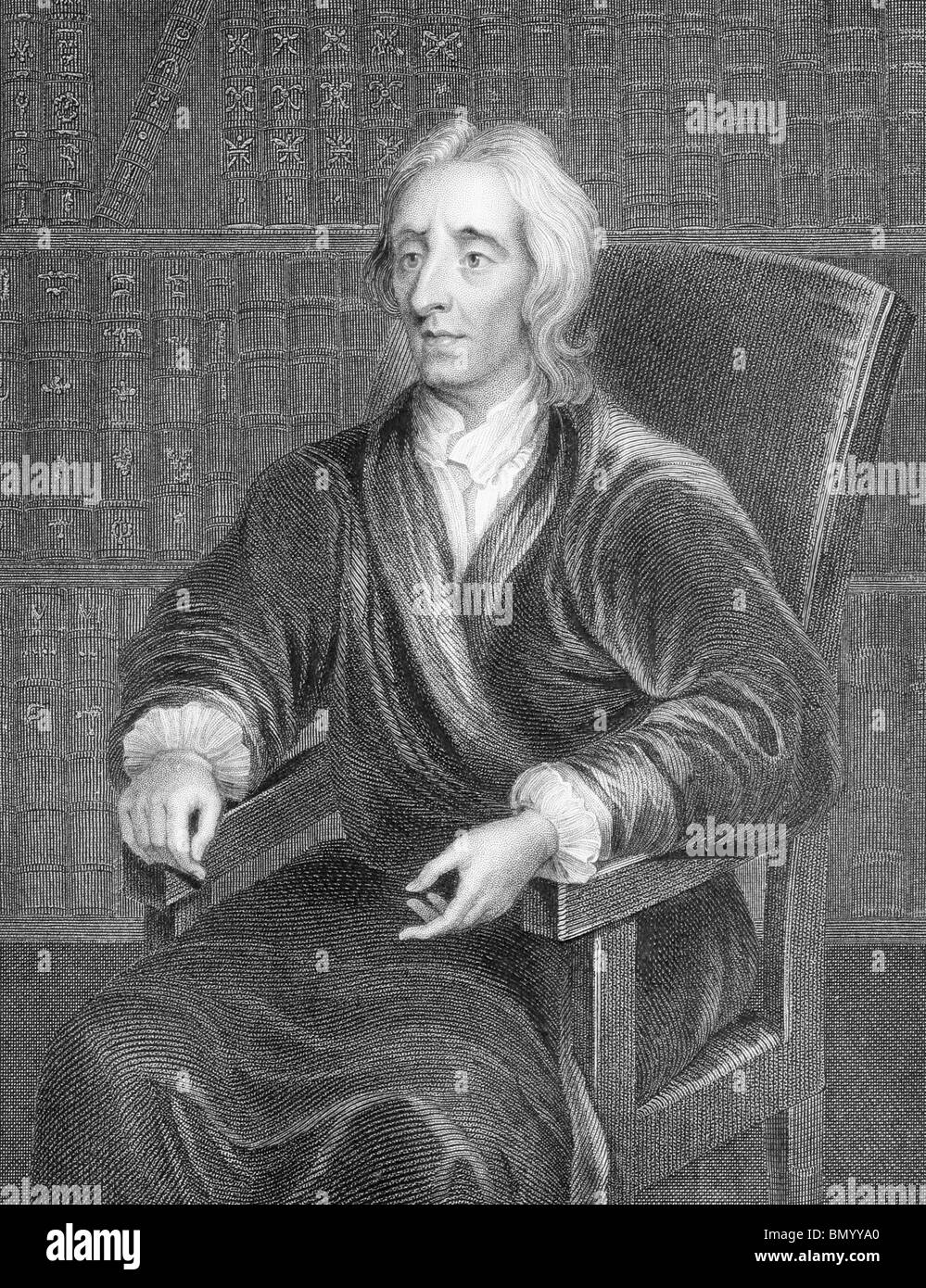 John Locke (1632-1704) su incisione dal 1800s. Filosofo inglese e medico. Foto Stock