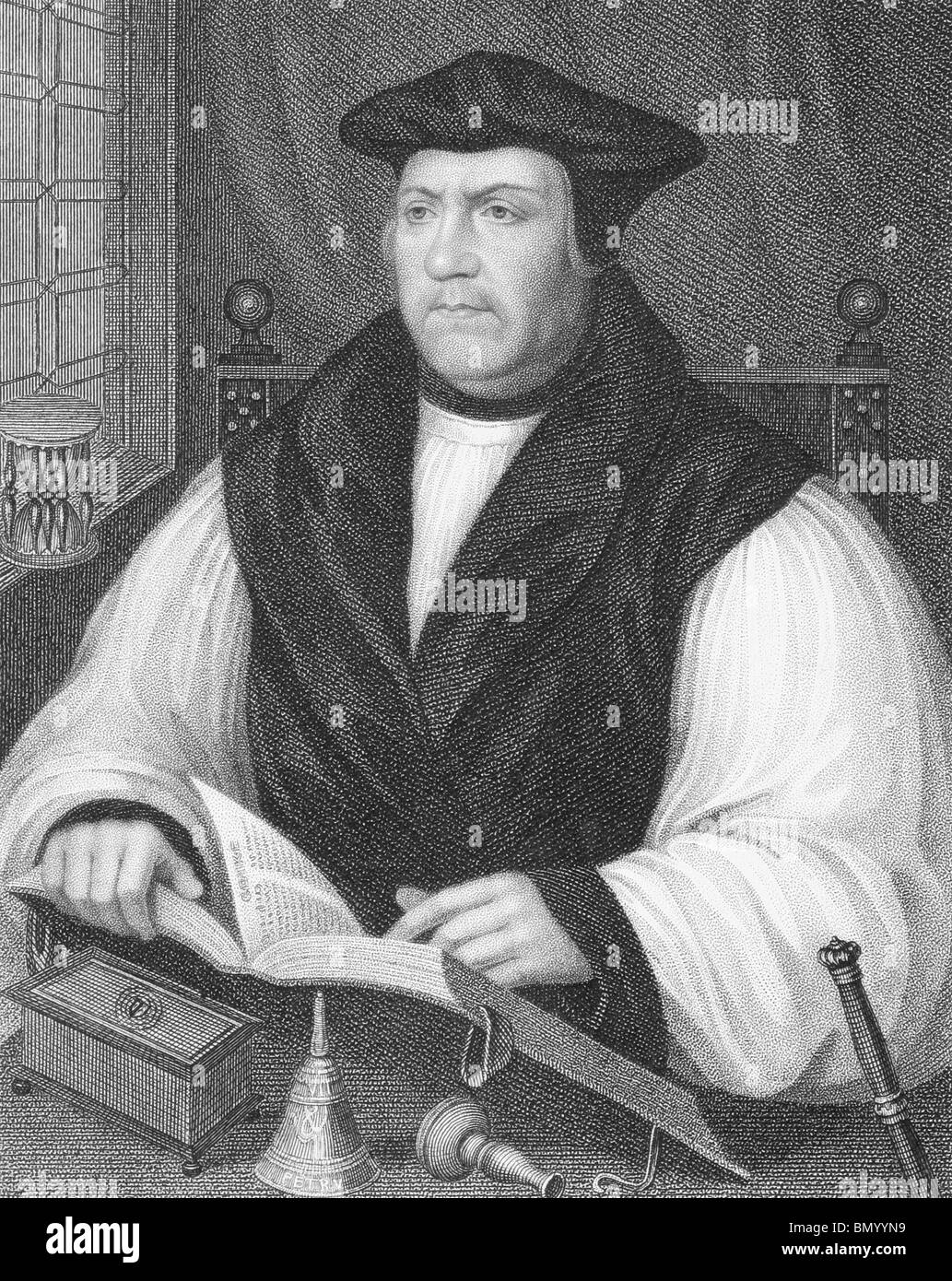 Matthew Parker (1504-1575) su incisione dal 1800s. Arcivescovo di Canterbury durante il 1559-1575. Foto Stock