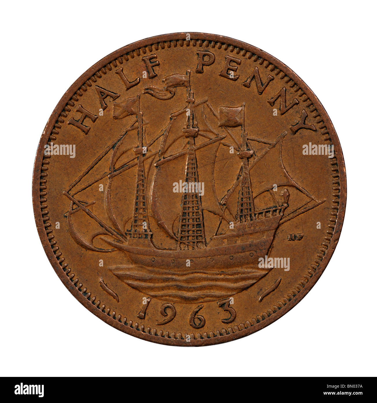 Moneta del Penny mezzo Foto Stock