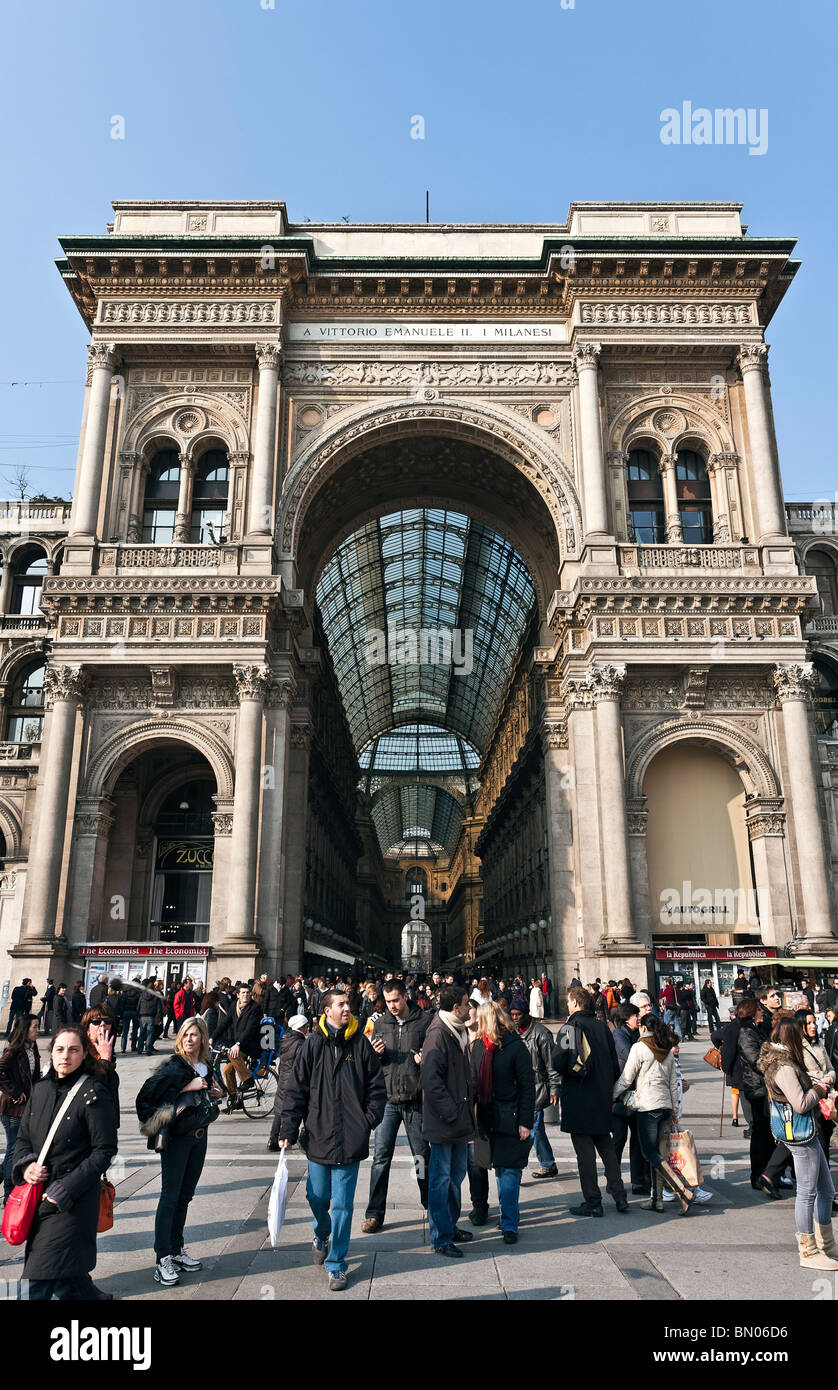 La galleria Vittorio Emanuele II, 1865, Giuseppe Mengoni architetto, Piazza del Duomo di Milano Lombardia Italia Foto Stock