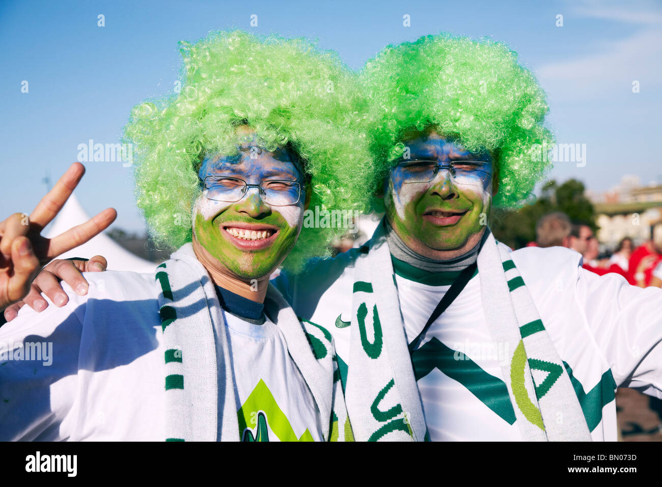 La Slovenia i tifosi di calcio, coppa del mondo Foto Stock