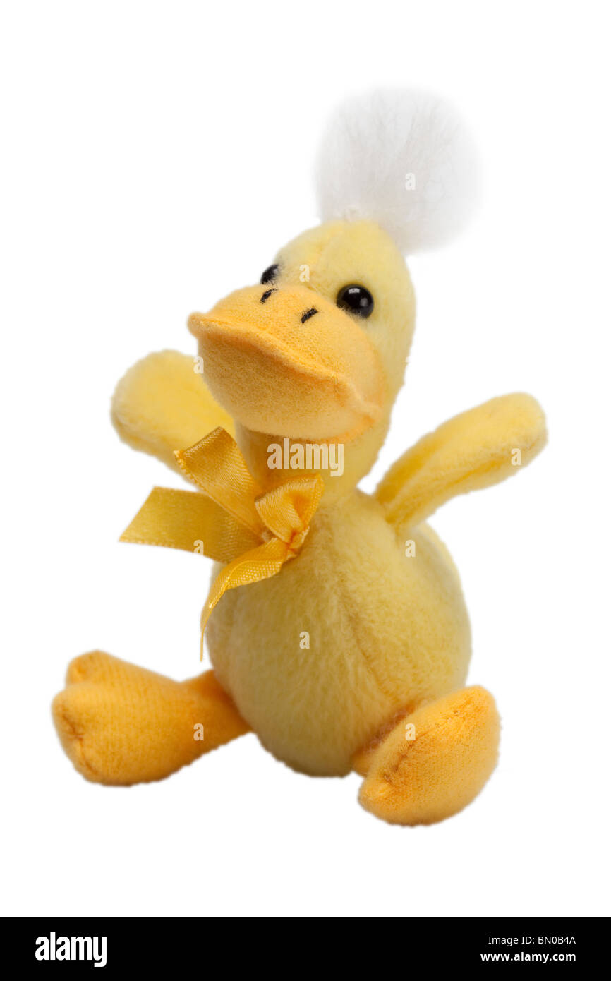 Giallo ripiene di anatra giocattolo morbido Foto Stock