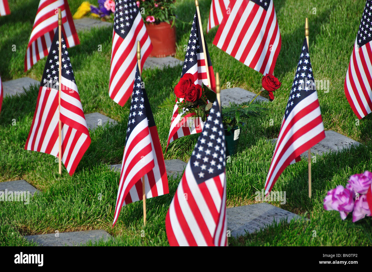 Stati Uniti d'America, Idaho Boise, Dry Creek cimitero, veterano di tombe del Memorial Day Foto Stock