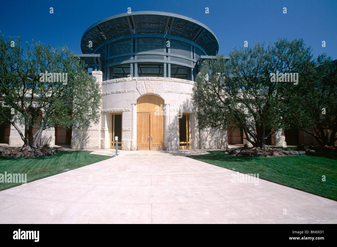 Vista ravvicinata della Opus One Winery, Oakville, Napa Valley, California Foto Stock