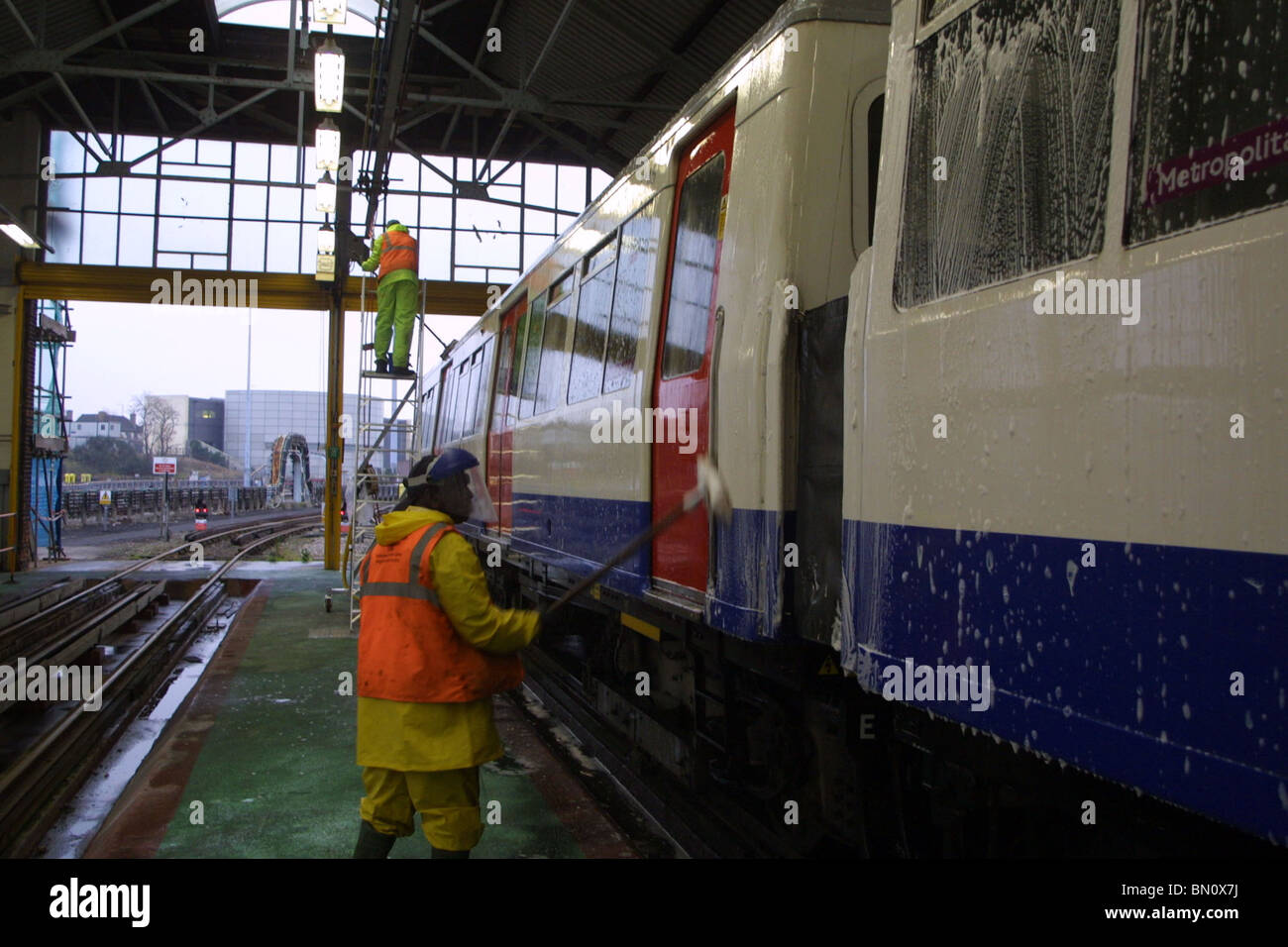 Neasden Depot un deposito principale della metropolitana di Londra la Metropolitan Line Foto Stock