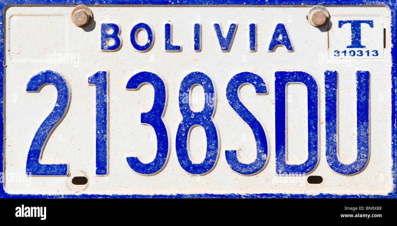 Auto boliviano numero di immatricolazione Foto Stock