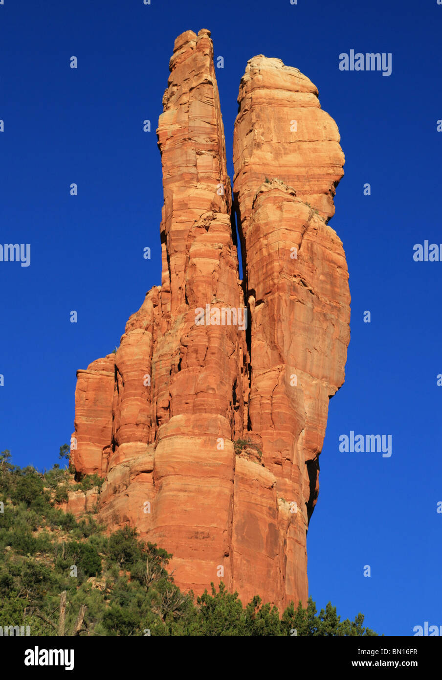 Oak Creek guglia, una guglia in pietra arenaria vicino a Sedona, in Arizona, noto anche come le orecchie di coniglio Foto Stock